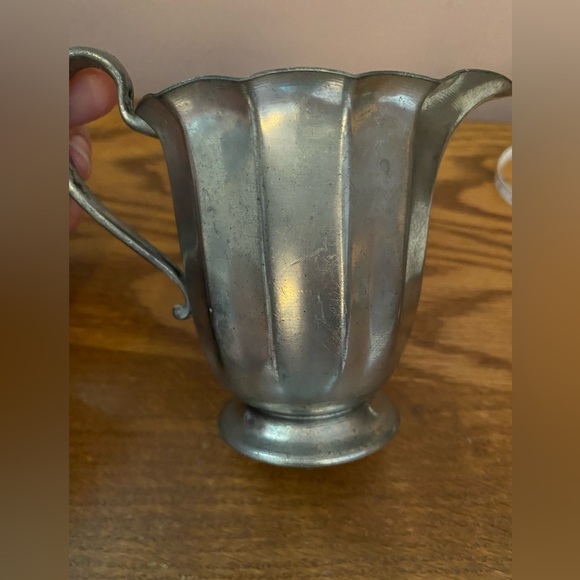 Antique old English genuine pewter 800 sugar and creamer set - Picture 11 of 16